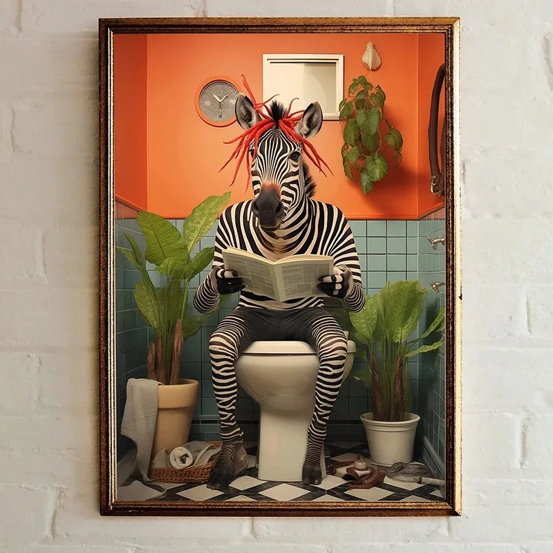Туалетная тропическая ванная комната искусственная живопись забавная обезьяна
