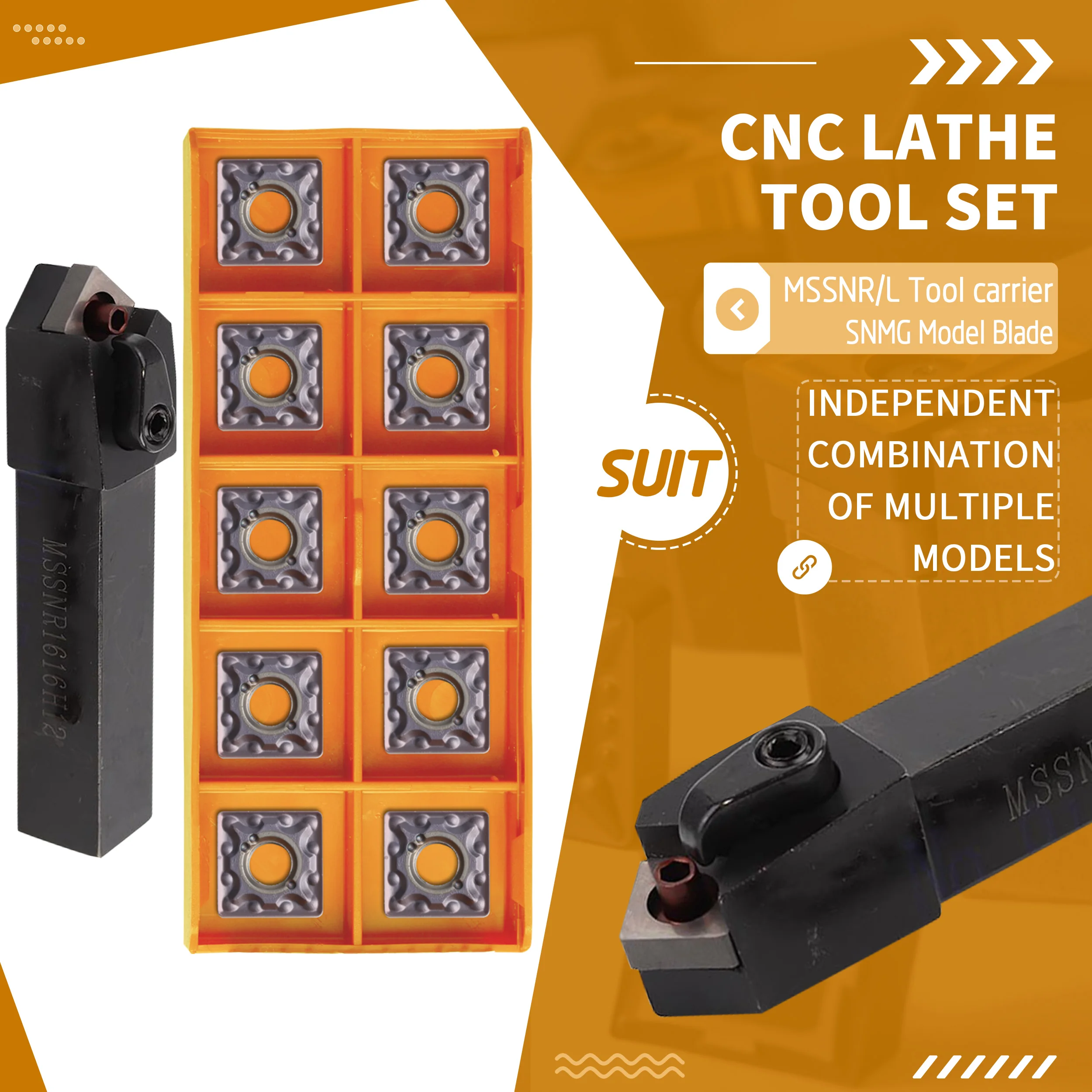 

MSSNR1616H12 2020 MSSNL2525 Lathe External Turning Tools Holder + 10Pcs SNMG1204 CNC Carbide insert High Hardness Anti Vibration