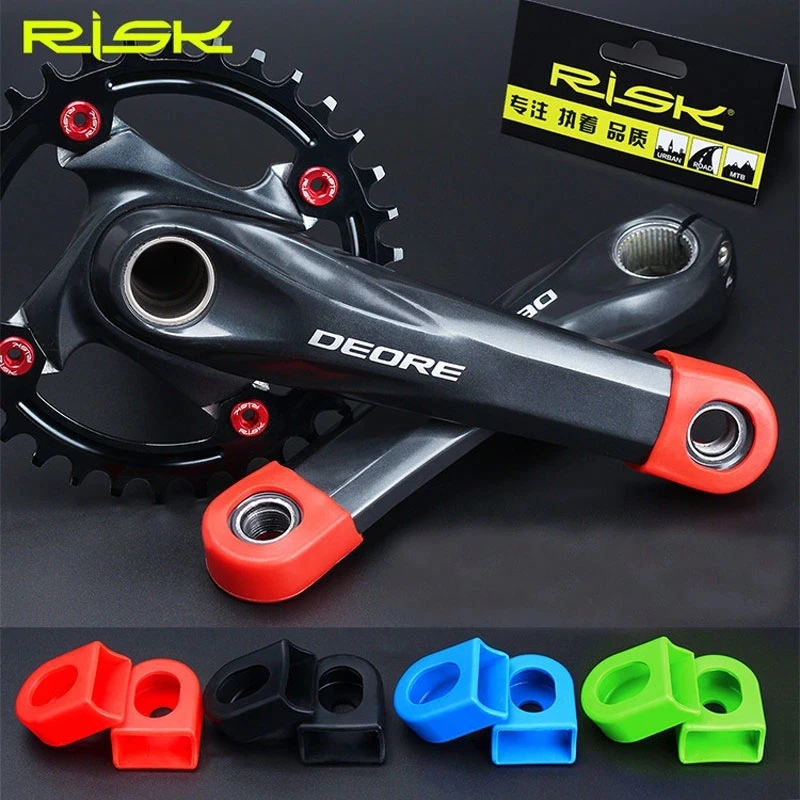 RISK Bicycle Silicone Crank Cover Protector Silicone Sleeve Pedal Crankset Protective Case Mountain Road Bike Cycling MTB Access