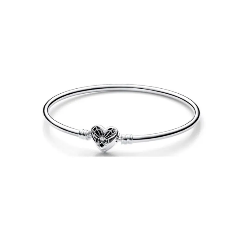 Пандора 17. Серебряный браслет змея. Пандора 17. Moments sliding magnetic clasp snake chain bracelet. Браслет бэнгл пандора логомания.