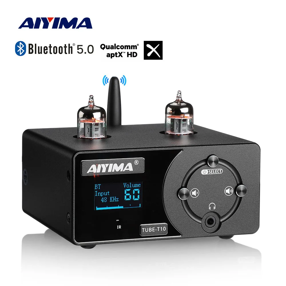 AIYIMA Audio Tube-T10 Decoder Mini Hifi USB DAC Headphone Amplifier Bluetooth QCC3031 aptX Coaxial OPT PC-USB Remote Control
