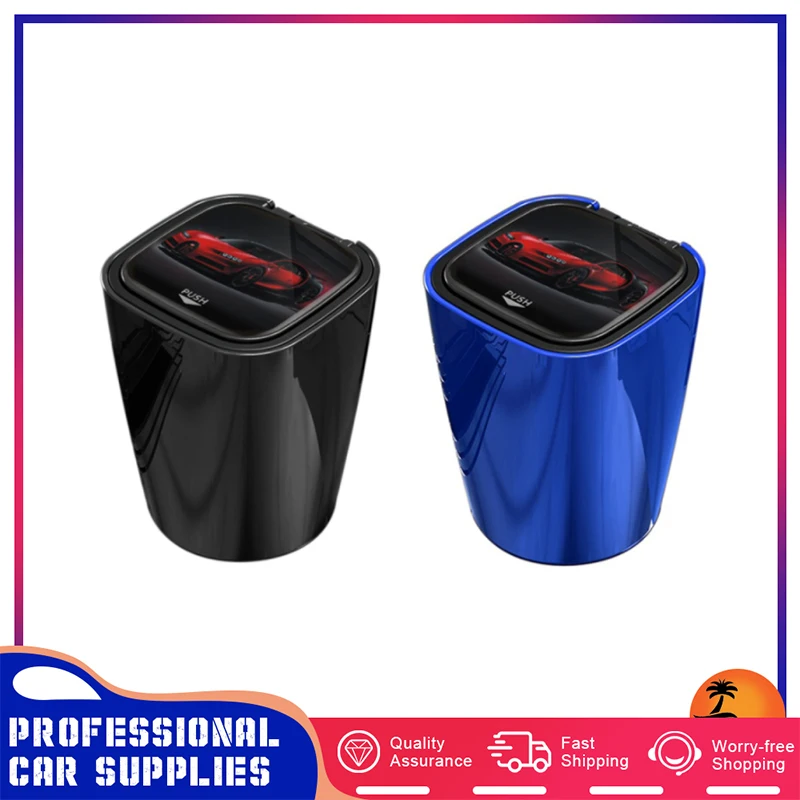 

Car Ashtray With LED Light Portable Mini Trash Can With Lid Smokeless Cup Holder Auto Interior Accessories