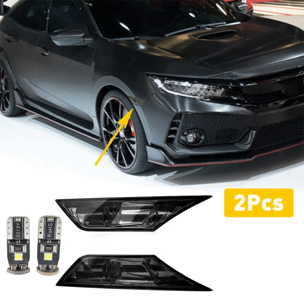 

2pcs Turn Signal Width Light Modified Black With LED Bulb 20.5*4.5*3.3cm For Honda Civic 2016-2021 For Sedan/Hatchback/Coupe