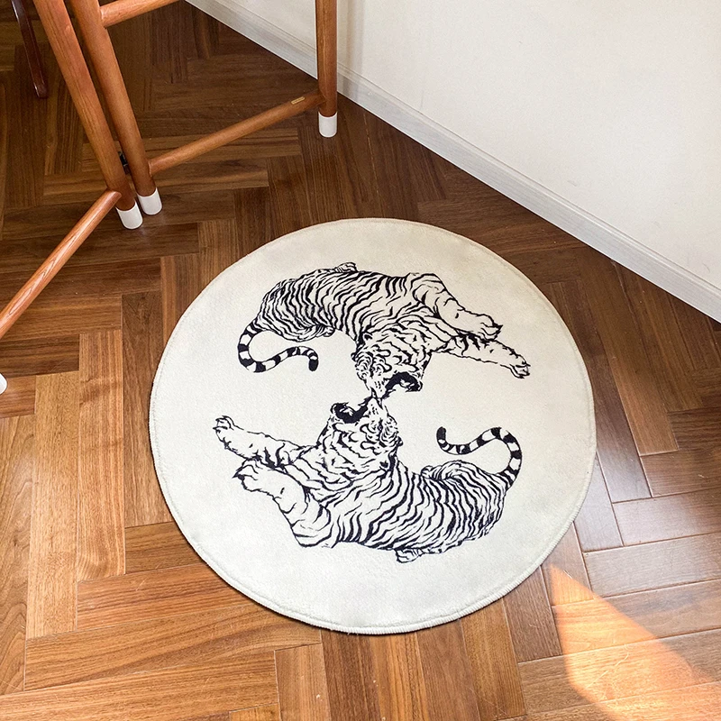

Tiger Black White Art Carpet Comfortable Soft Bedroom Rugs Luxury Living Room Decorative Carpets Balcony Rug Tapete Alfombra 양탄자