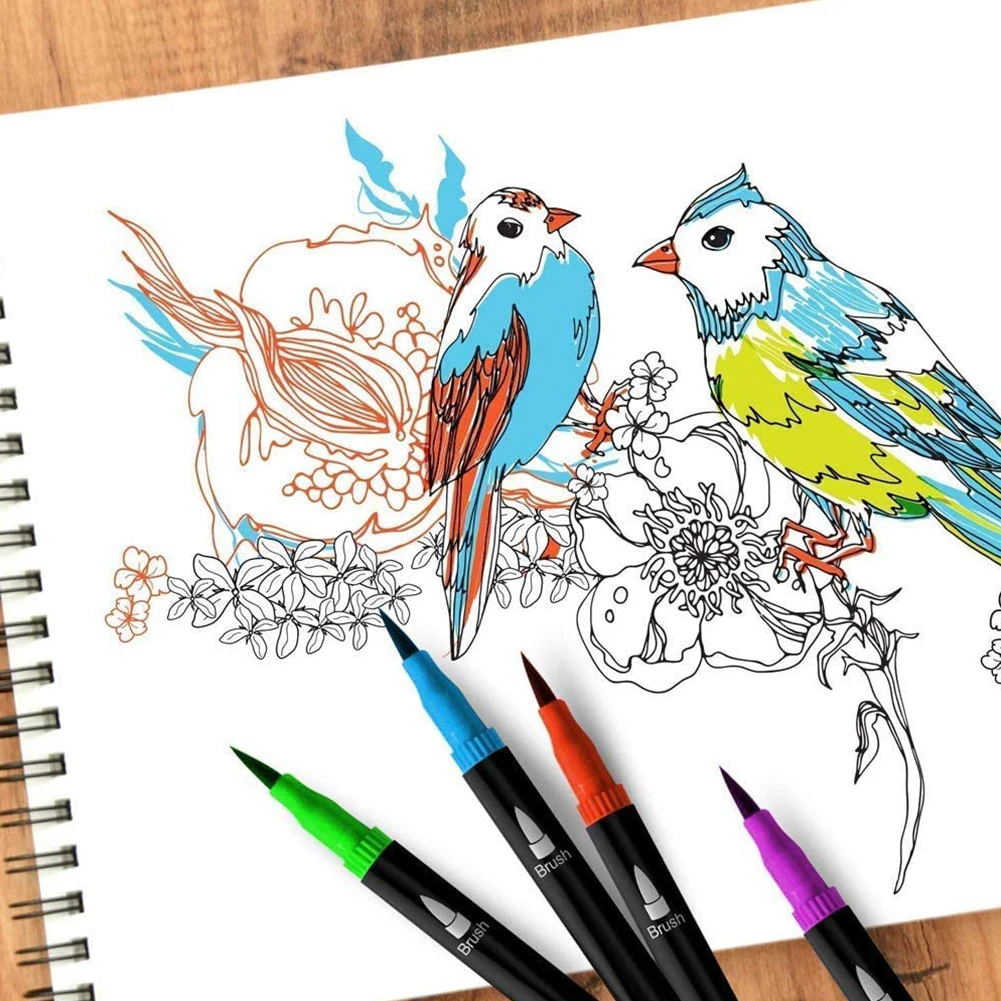 

Ручка с двумя наконечниками, профессиональная кисть, акварель, маркером, набор для рисования, портативные аксессуары, 24 цвета