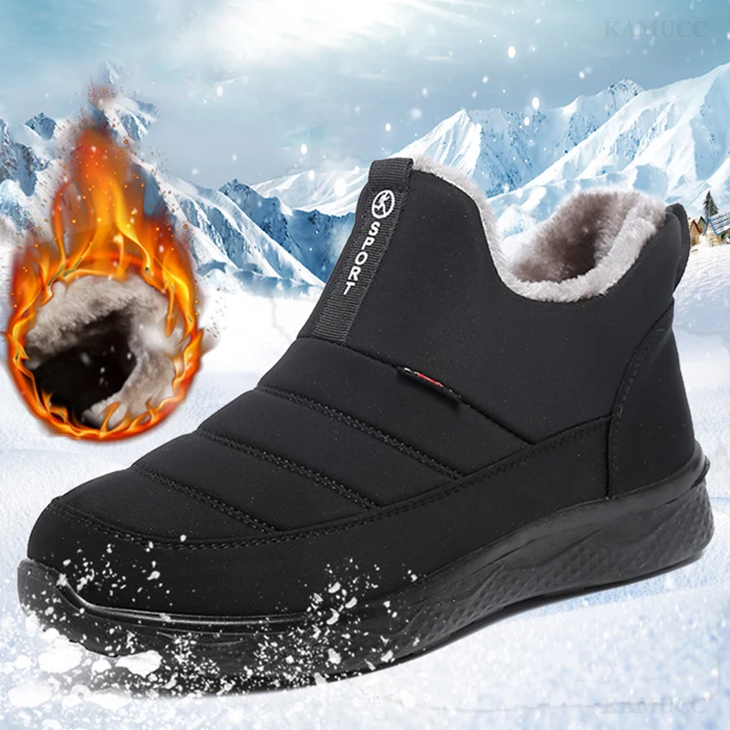 

Ботинки теплые для мужчин и женщин, Нескользящие водонепроницаемые короткие плюшевые ботильоны, Повседневная Удобная зимняя обувь