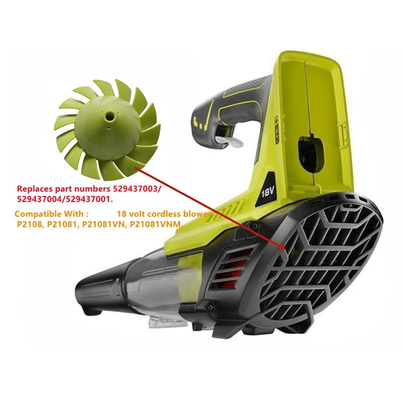 Вентилятор 29437003/529437004/529437001 для Ryobi 18-вольтовый вентилятор P2108 P21081 P21081VN P21081VNM