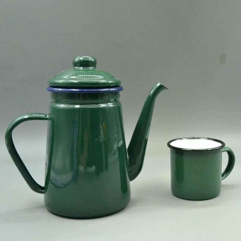 

Эмалированный кофейник емкостью л, чайник армейского зеленого цвета, чайник для ресторана, чайник для дома, эмалированный чайник, чашка