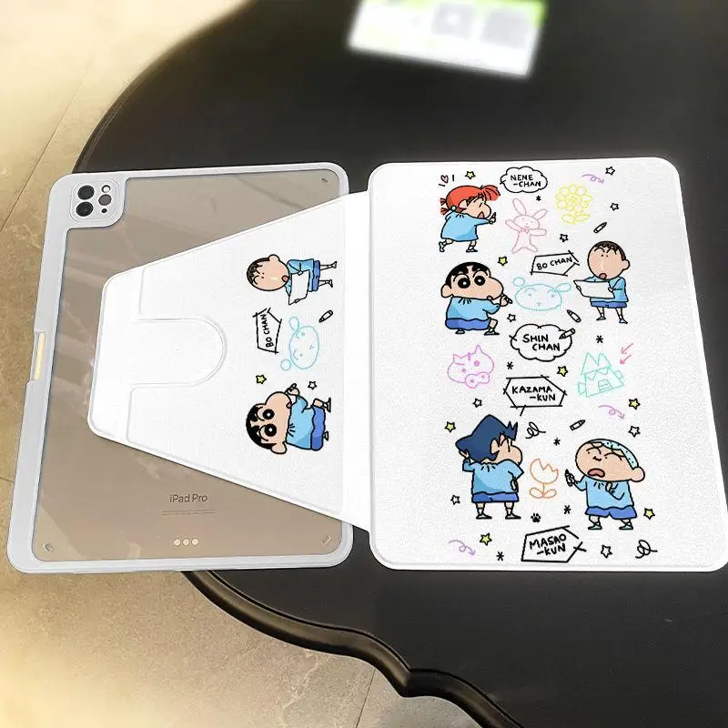 Kawaii Crayon Shin-Chan Защитный чехол для iPad Вращающийся акриловый флип-держатель Ipadpro Ipad