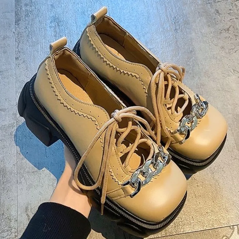

Mary Janes Women Mid Heels Platform Shoes Summer Brand Lolita Chain Sexy Pumps Party Shoes 2023 New Fad Lace Up Casual Zapatos