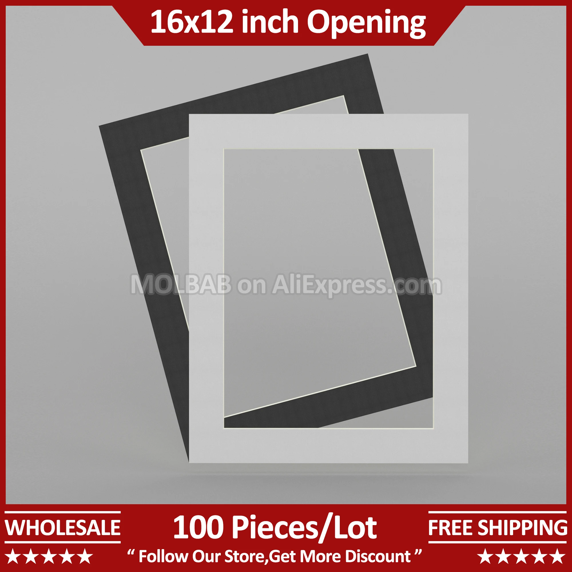 20x16 дюймов Фотоковрик 16x12 дюймов Открытие Бумажная рамка Белый / Черный Картон Картина Паспарту Рамка Монтаж Украшение Оптом 100 штук за лот