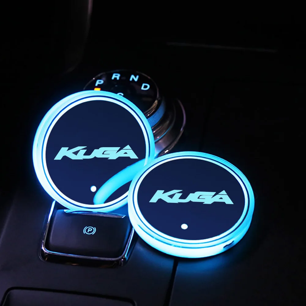 

2Pcs For Ford Kuga 1 2 3 MK1 MK2 MK3 2010 2009 2008-2021 Car Accessories Led Car Cup Badge Light Luminous Coaster Drink Holder