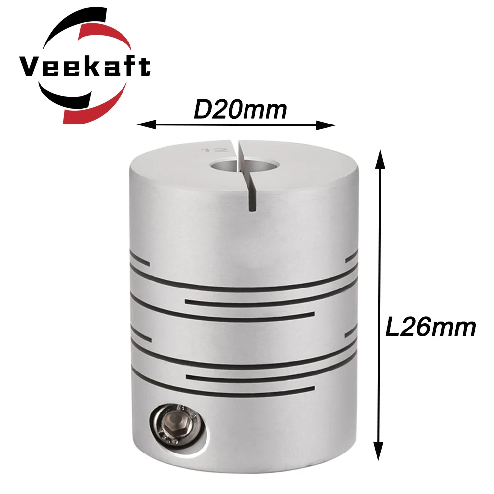 Veekaft CIC параллельная линейная муфта из алюминиевого сплава D20L26 4/5/6/6.35/8 мм, Зажимная желобовая муфта, Эластичная муфта