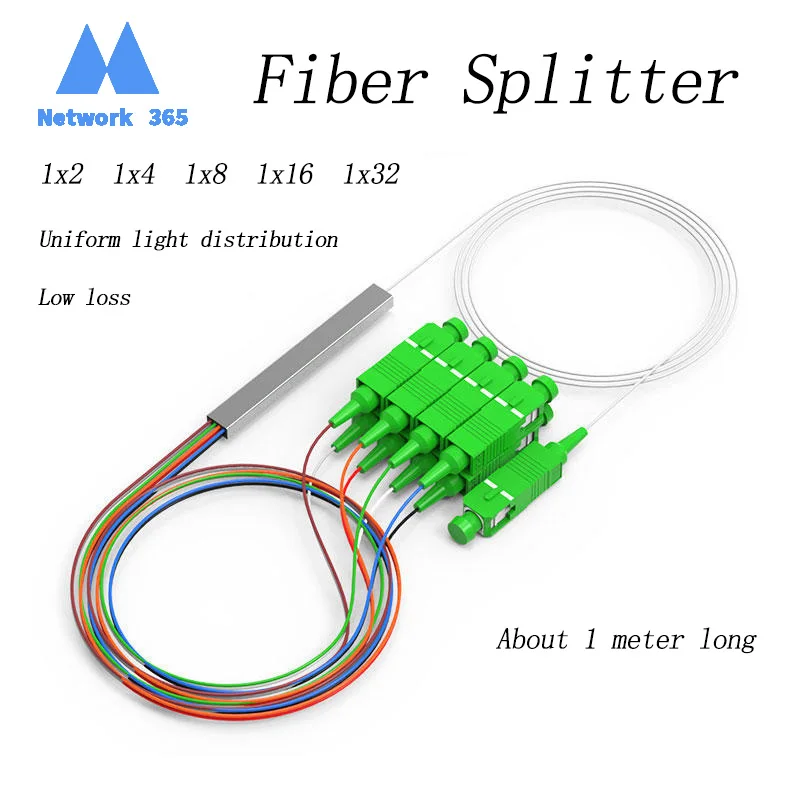 

10 PCS/Lot Fiber Optic Splitter 1X2/1X4/1X8/1X16 PLC SC/APC SM 0.9mm G657A1 PVC 1m FTTH