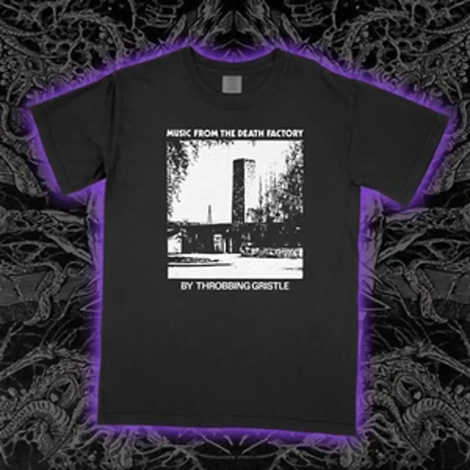 Фото Футболка Throbbing Gristle Death Factory, винтажная, с эффектом потертости, унисекс, стильная дизайнерская одежда, универсальная, с графическим принтом, эластичная, удобная. №1