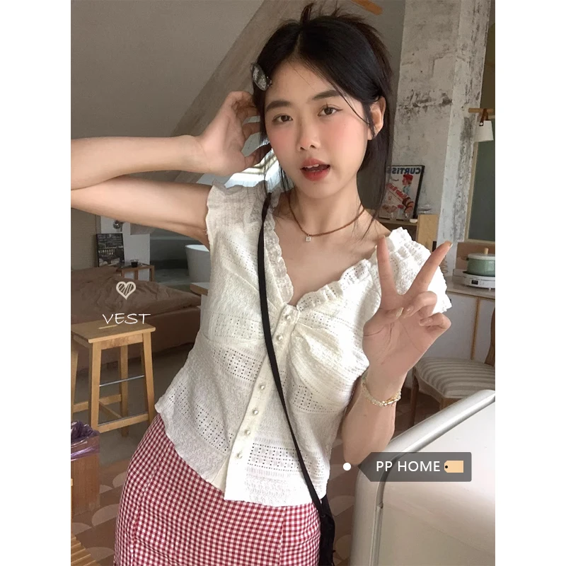 Французские винтажные кружевные рубашки Korobov приталенные блузки с летящим