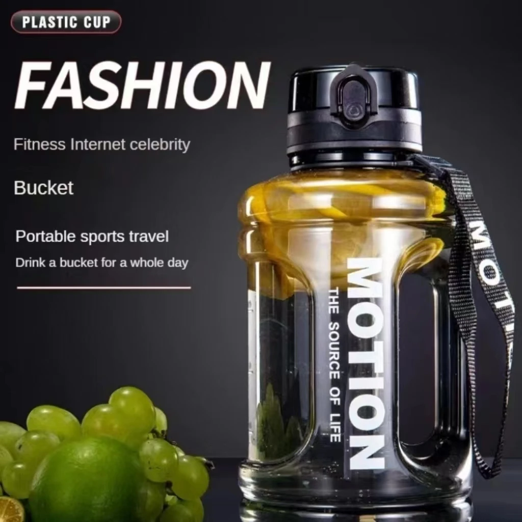 

2L Sports Water Bottle with Straw Large Capacity Fitness with Scale Gradient Kettle Outdoor Plastic Portable Water Bottle Men