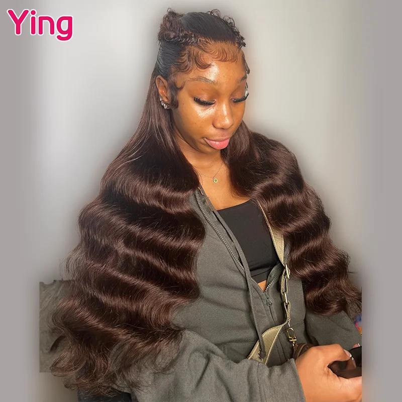 

Ying Chocolate Brown Color #4 Body Wave 13x6 Lace Frontal Wig Remy Hair 13x4 Lace Front Wig PrePlucked 5x5 Transparent Lace Wig