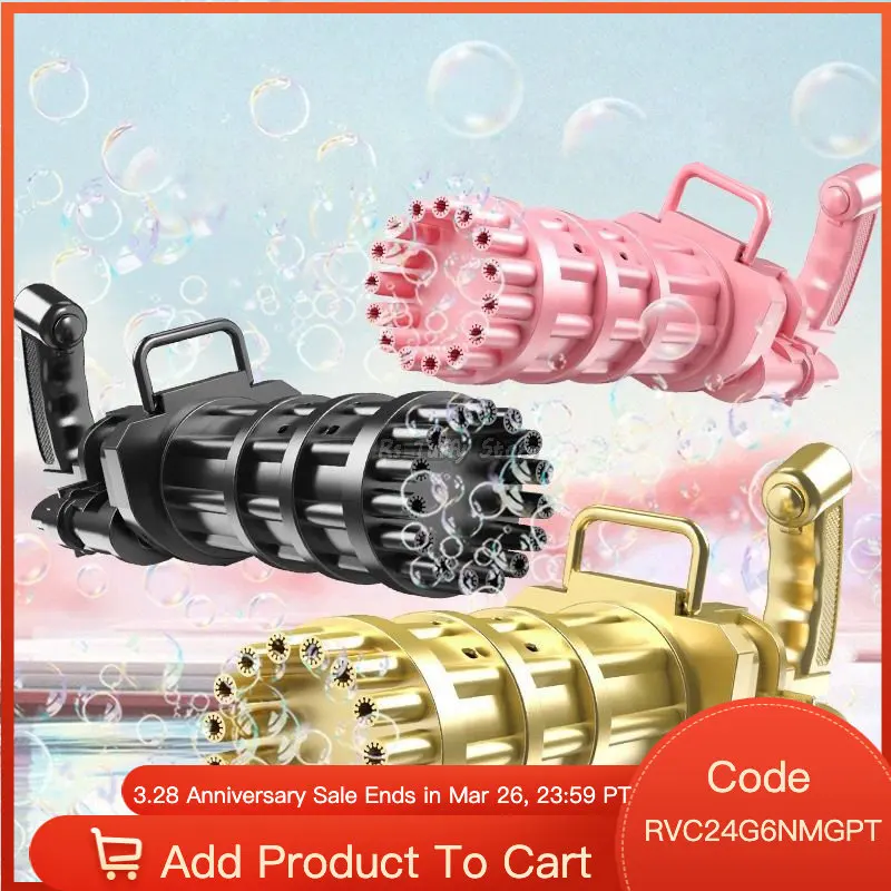 

Automatic Gatling Bubble Machine 15-Hole Plastic Gun Toys for Kids Electric Bubbles Maker Soap Water Blower Boys Outdoor Gifts