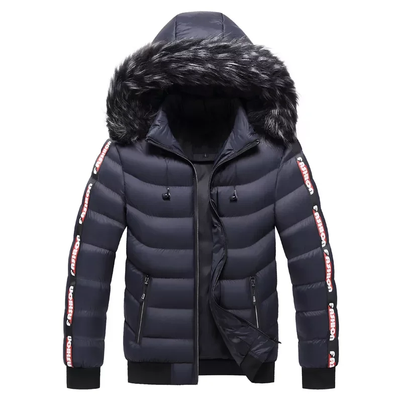 Winter Autumn Mens Casual Warm Windproof Jacket Fashion Fur Collar Hat Parkar Male MT029 New Mens Hooded Thick Coat