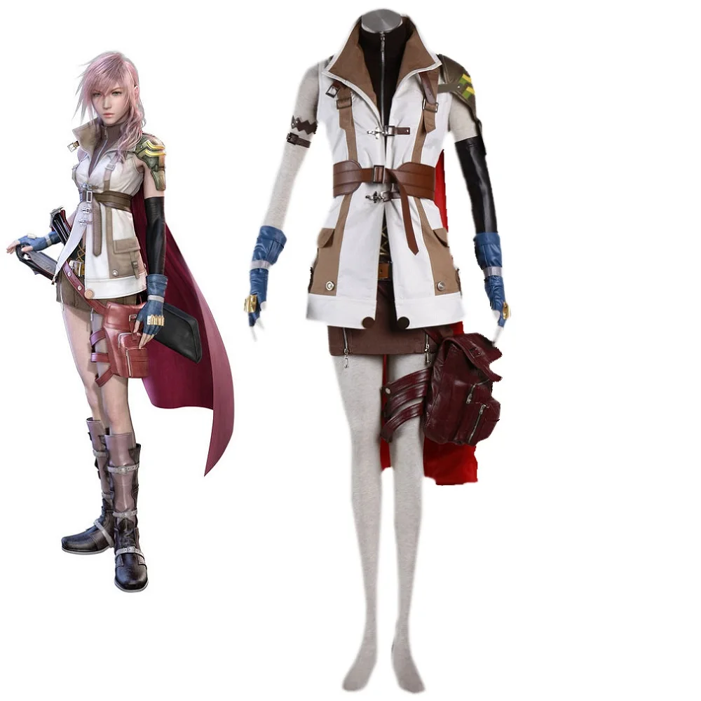 

Unisex Anime Cos Final Fantasy XIII Eclair Farron Lightning Cosplay Costumes Outfit Halloween Christmas Uniform Custom Size