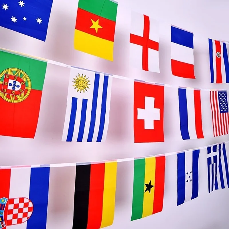 

Newly 32Pcs Flags String Flag Countries Around The World Nations Flag For European Cup World Cup Games Hanging Flags Pride Flag