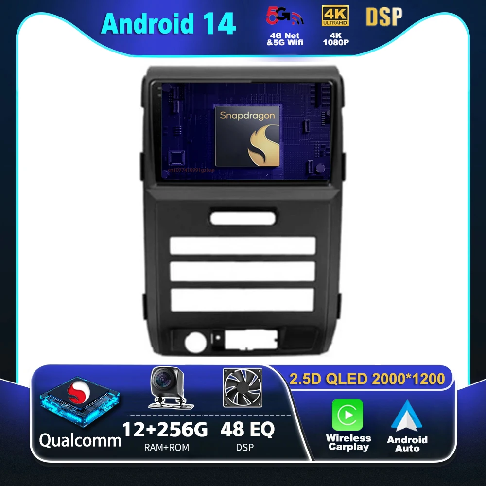 Android 14 Carplay Auto для Ford F150 P415 Raptor 2008 2009 2010-2014 Автомобильный радиоприемник 4GWIFI плеер