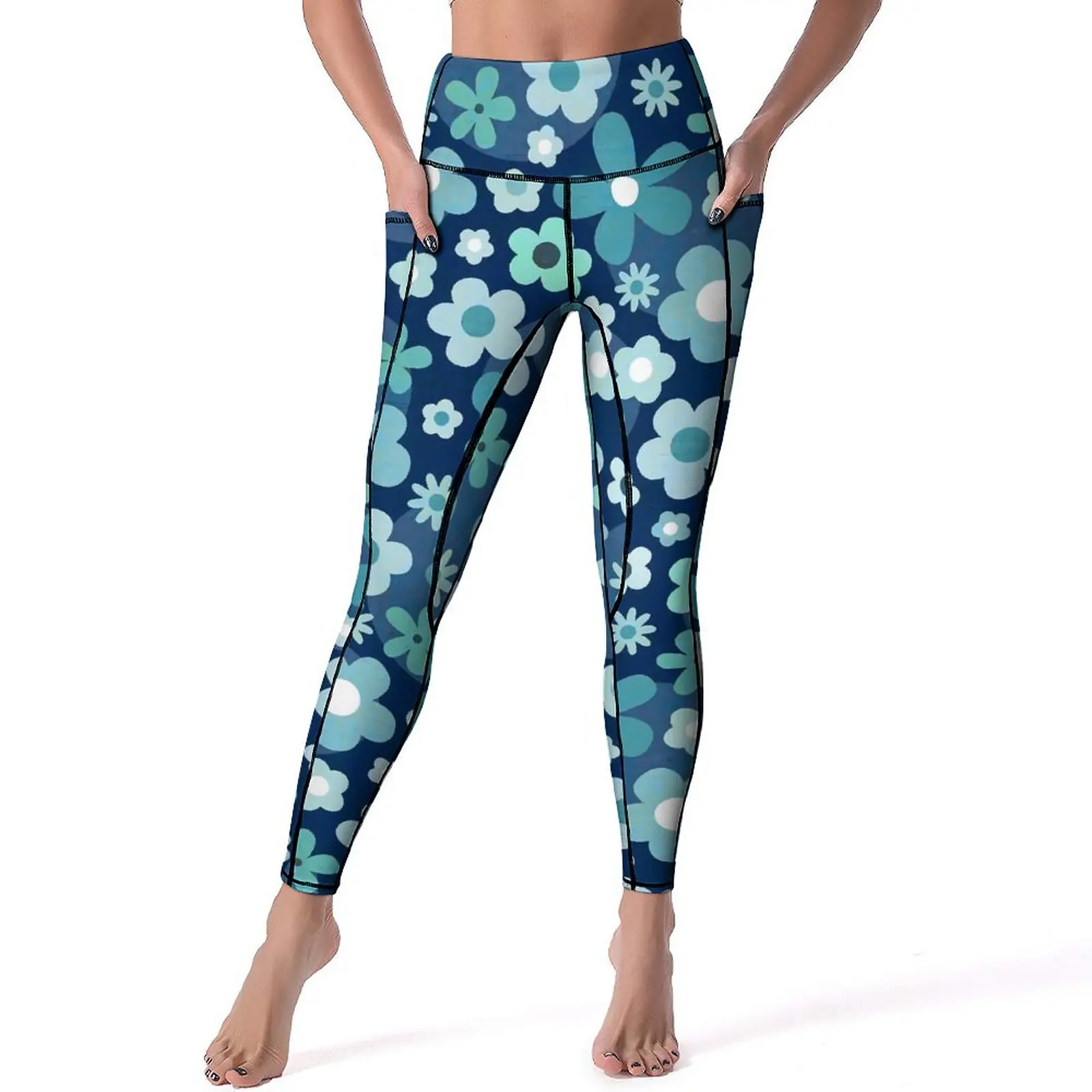 

Flower Power Leggings Sexy Ditsy Floral Gym Yoga Pants Push Up Stretch Sport Legging With Pockets Sweet Pattern Leggins