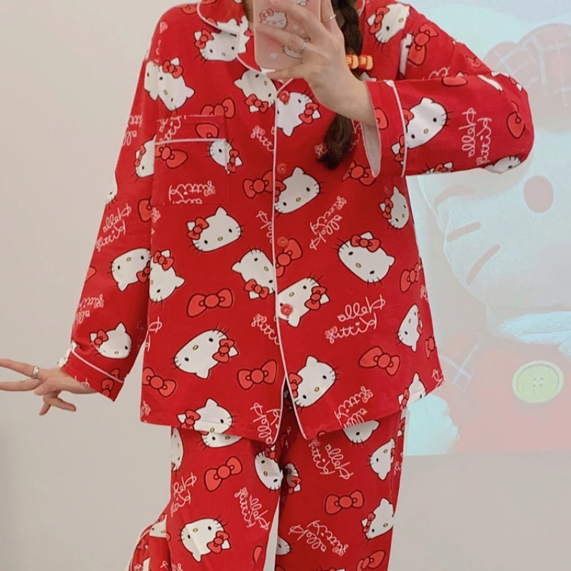 Sanrio Hello Kitty Kawaii Одежда для отдыха Изысканные пижамы с героями мультфильмов Брюки