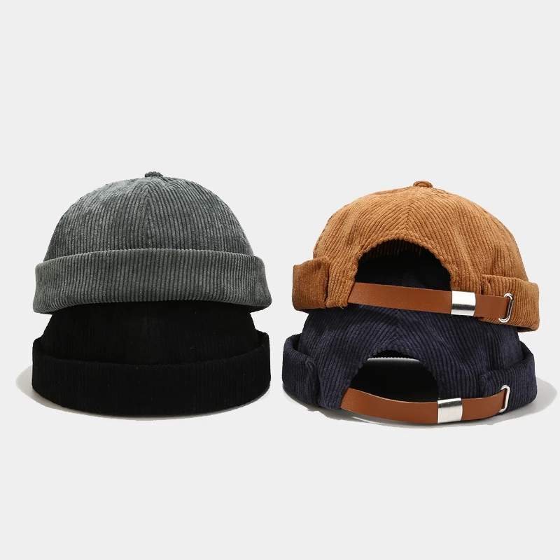 

Corduroy Solid Color Brimless Hip Hop Men Skull Cap Spring Autumn Unisex Korean Version Beret Skullies Beanies