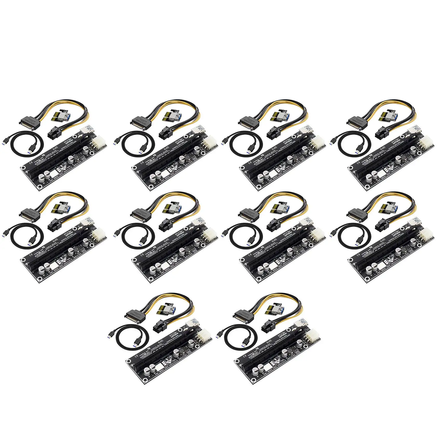 

10 шт., Удлинительный кабель PCIe, адаптер, карта X1 на X16 6PIN + интерфейс USB3.0, внешний графический адаптер, карта для майнинга BTC