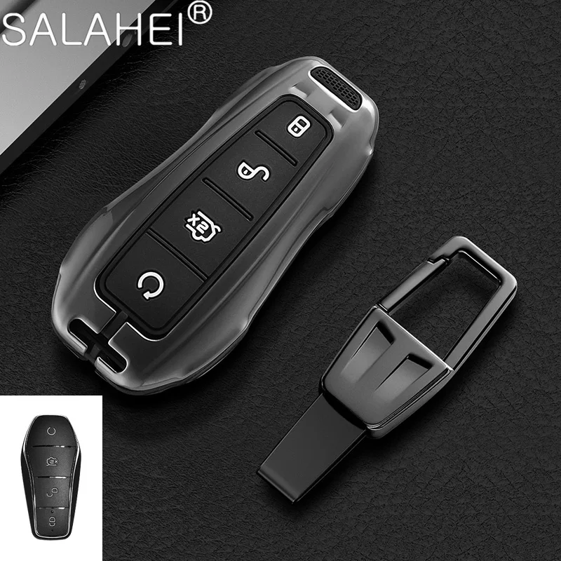 

Zinc Alloy Car Key Case Cover For BYD TANG EV 600 600D DM DM-i SONG YUAN PLUS PRO 2021 2022 Car Keychain Car Styling Accessories