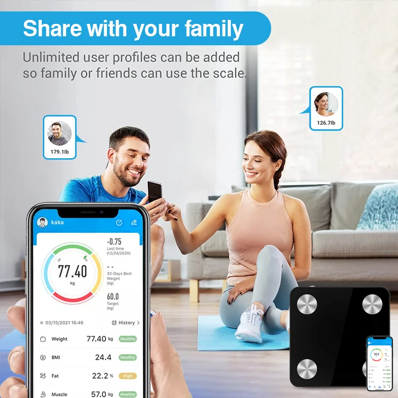 Модные весы для тела с поддержкой Bluetooth умные ванной безмен контроля здоровья