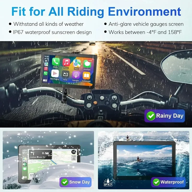 7-дюймовый 2K мотоциклетный видеорегистратор Carplay GPS-навигатор Портативный умный