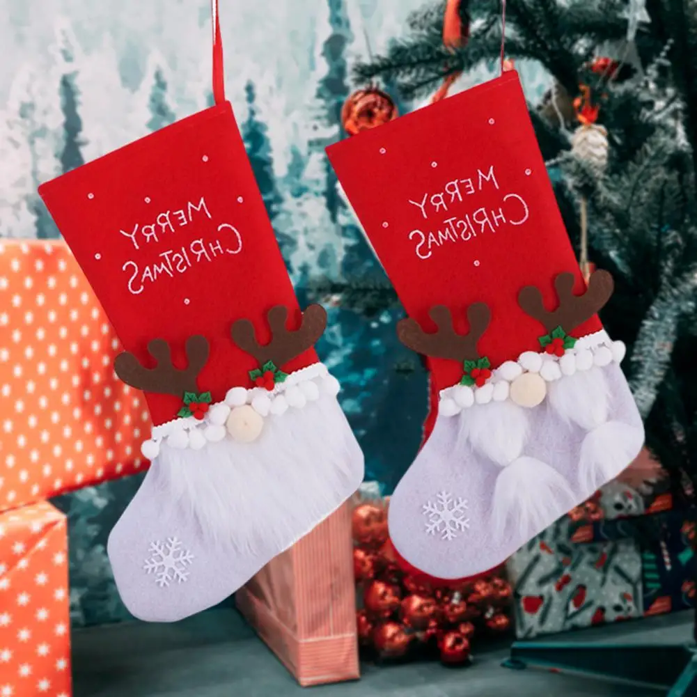 

Good Christmas Sock Anti-fade Super Soft Hanging Xmas Tree Gift Bag Pendant Christmas Gift Bag Christmas Stocking
