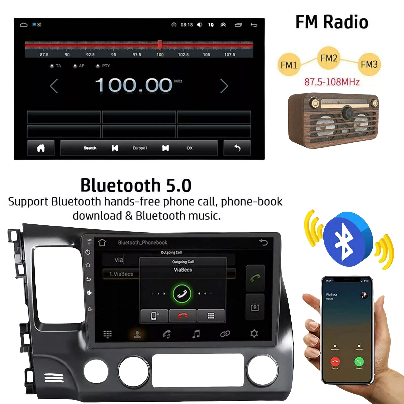 1 шт. новый автомобильный GPS стерео радио Android 13 Apple Carplay Navi для Honda Civic 2006-2011 8227L-DEMO