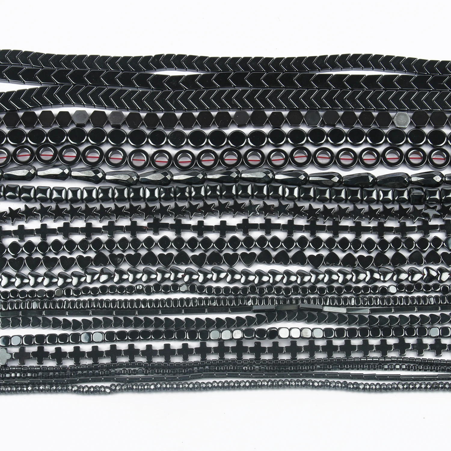 

Natural Black Hematite Stone Beads Round Tube Heart Star Shape Loose Spacer Beads For Jewelry Making Diy Bracelet Necklace 15''