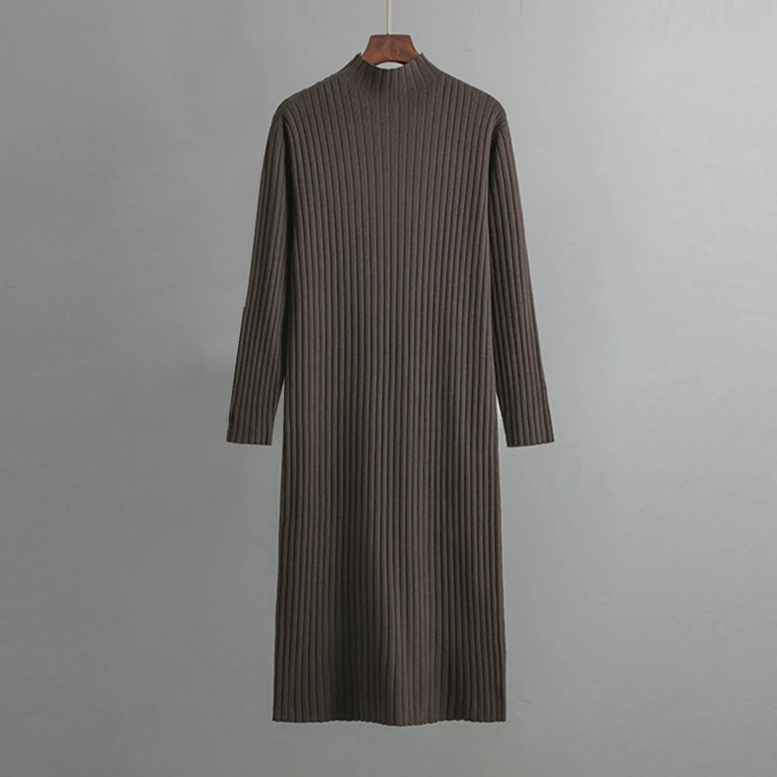 

Осенне-зимнее плотное женское платье-свитер, модное вязаное Ребристое Повседневное платье, свободные женские теплые платья, праздничная ба...