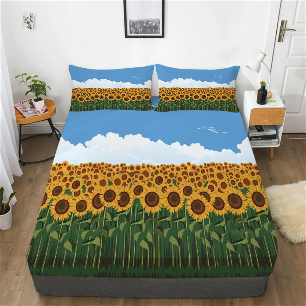 

3D Bedspreads Print Sunflower Comforter Coverset Home Bedclothes Decor King Twin Size Duvet Cover Bedding Setcover Bed Covers