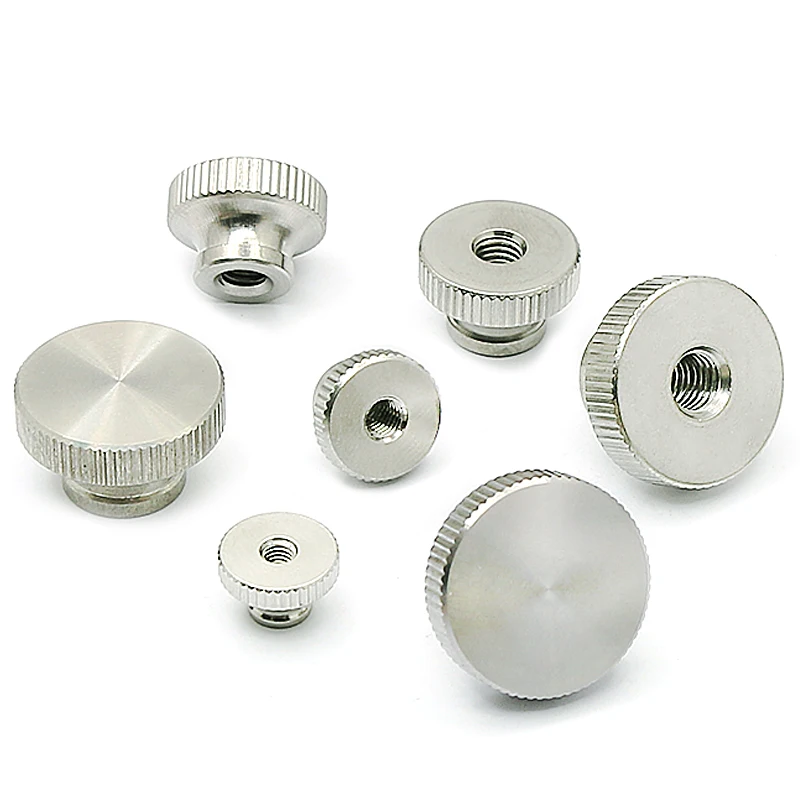 

Through Hole / Blind Hole Stainless Steel High Head Knurled Nut Hand Screwed Nuts M2 M2.5 M3 to M10 For Advertising Decoration