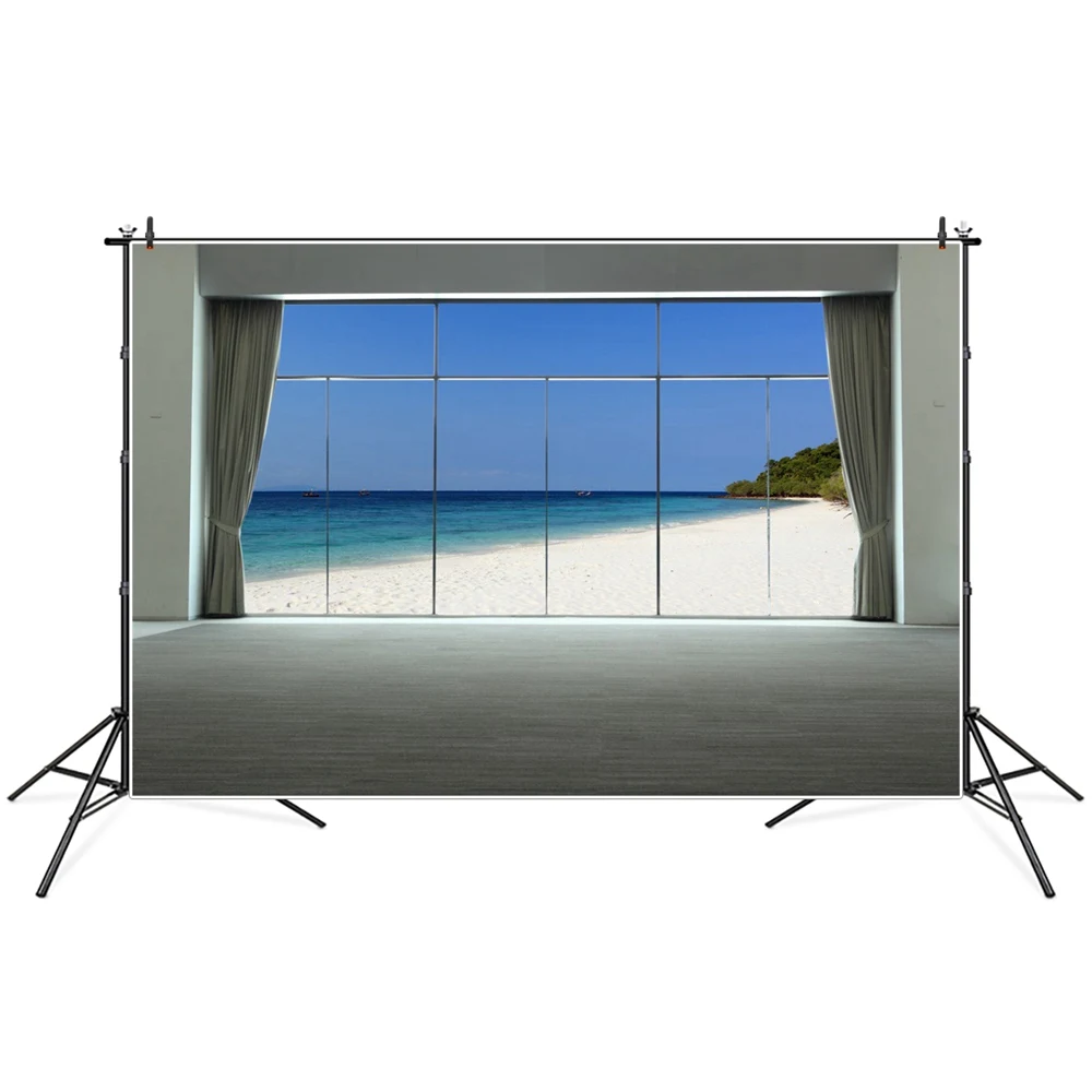 

Seascape Room French Window Curtain View Photography Background Photozone Photocall Photographic Backdrops For Photo Studio