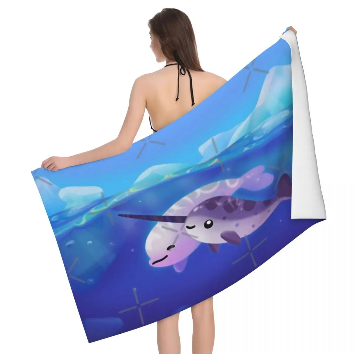 

Банное полотенце Beluga и Narwhal из микрофибры, 80x130 см
