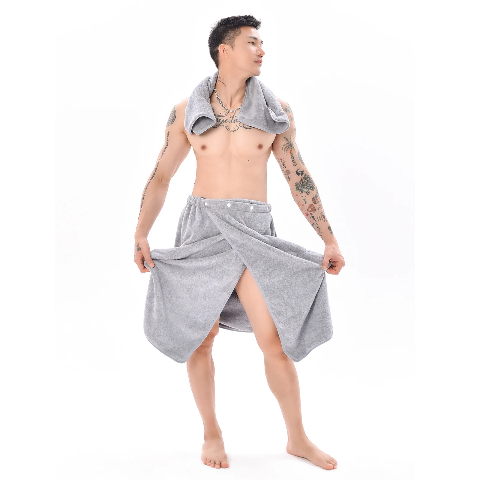2 Piece Set Wearable Magic Bathrope with Pocket Mircofiber Magic With Pocket Swimming Soft Beach Blanket Shower Skirt Sports Gym
