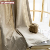 curtains for living dining room bedroom gentleman grey american chinese cotton linen vertical stripe blackout curtains