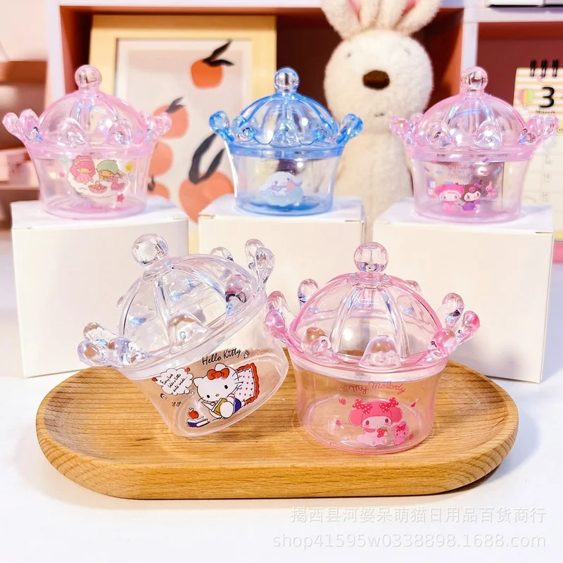 

Sanrio jewelry transparent storage box kawaii KT cat black jade laurel dog crown shape cute anime peripheral ring necklace gift