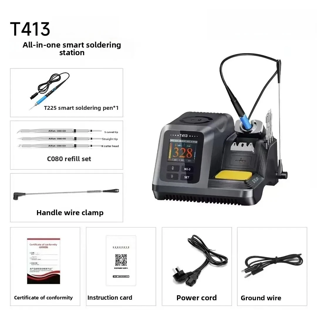 Фото Паяльная станция AIXUN 200W T413 с интегрированным прецизионным паяльником, совместимая с ручками T210/T245/T225 для точного ремонта электроники №5