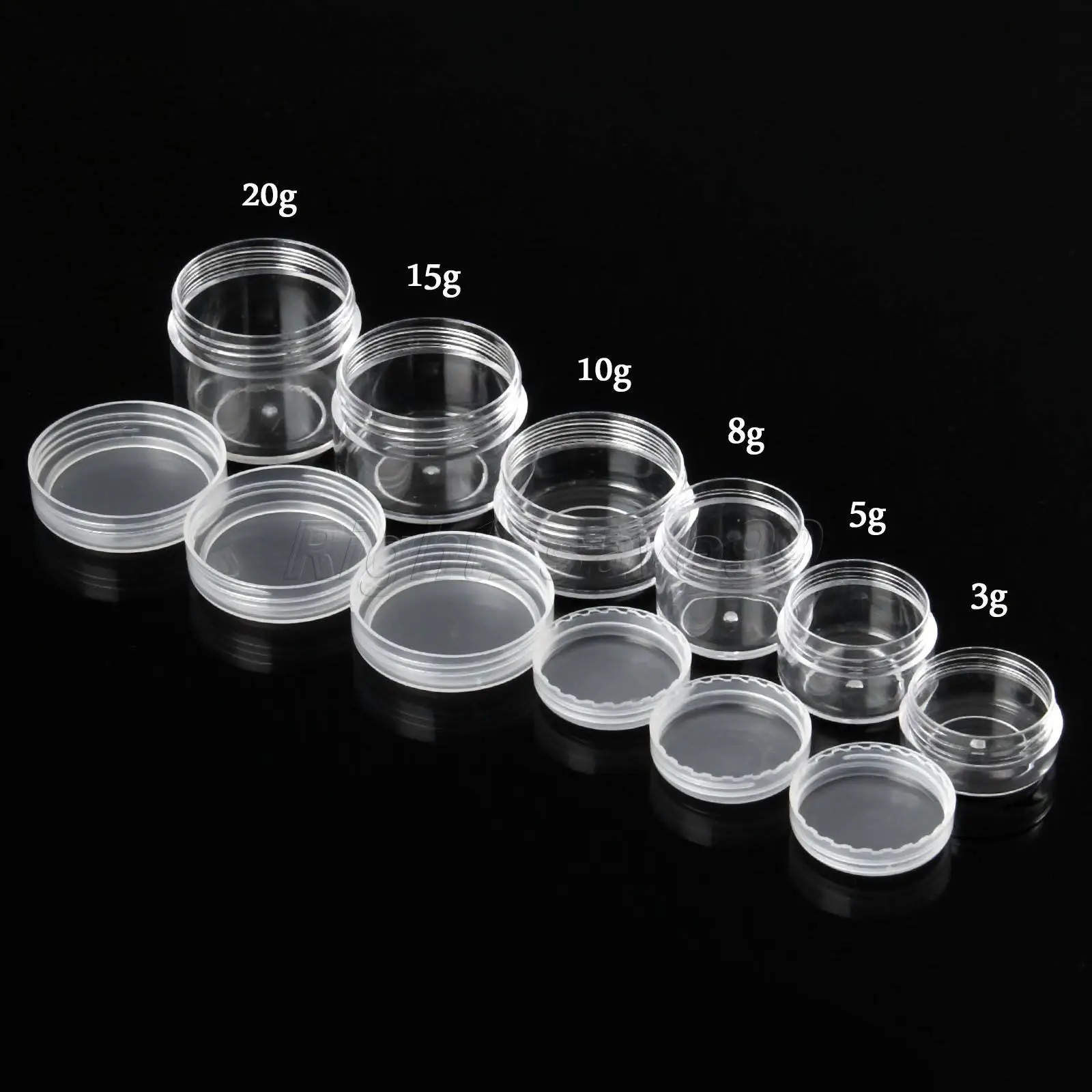

5pcs 3g 5g 8g 10g 15g 20g Portable Plastic Cosmetic Empty Jars Clear Bottles Eyeshadow Makeup Cream Lip Balm Container Pots
