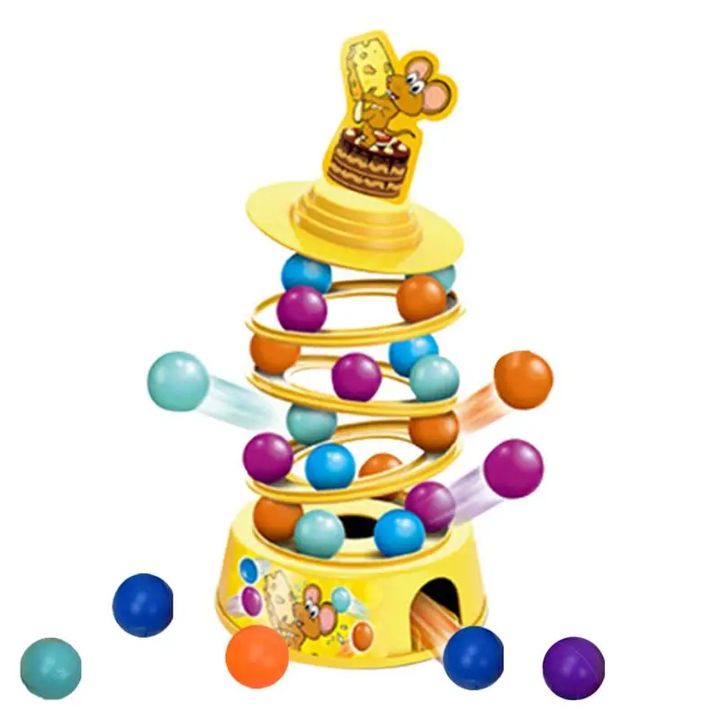 

Stackable Toys Montessori Mouse Playing Cheese Ball Drop Toy Educational Developmental Ball Tower Preschool Toys Activity Blocks