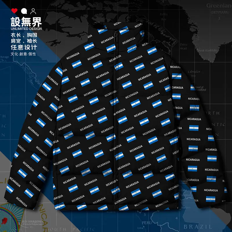 Никарагуа Никарагуанский флаг страны белого утиного пуха куртки мужская одежда