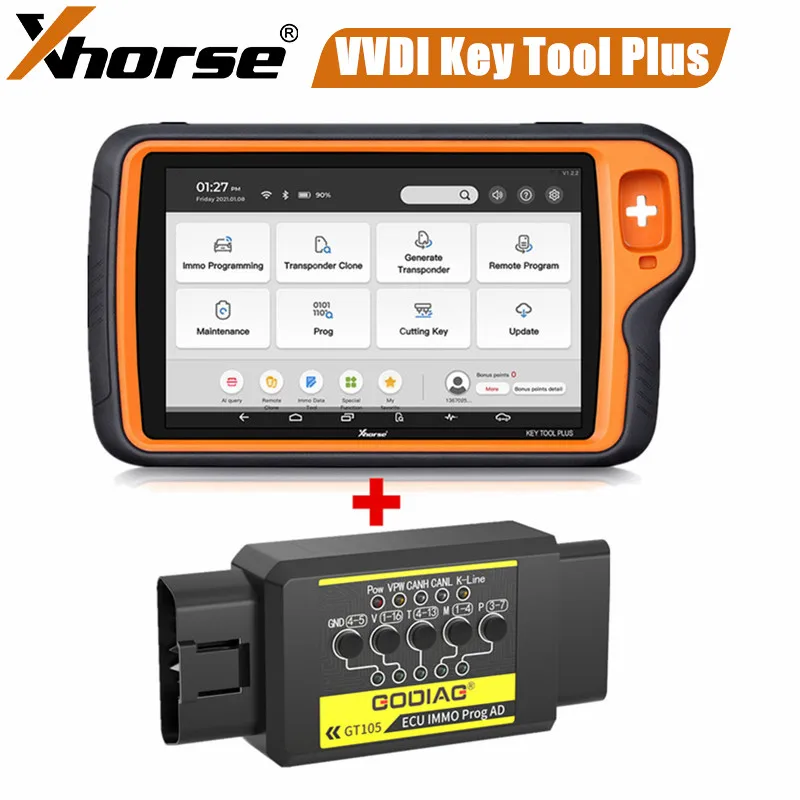 

Xhorse VVDI Key Tool Plus Pad Full Configuration PLUS GODIAG GT105 OBD II Break Out Box ECU IMMO Prog ECU Connector